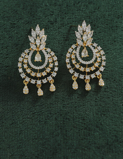 Designer Zirconia Sparkling Starfall Chandbali Earrings