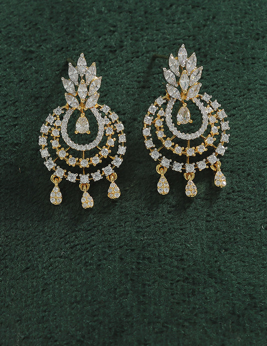 Designer Zirconia Sparkling Starfall Chandbali Earrings