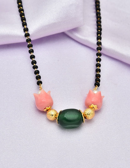 Designer Peach Black Beads