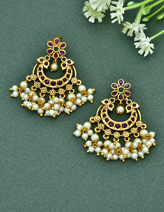 Antique Kempu ChandBali Earrings