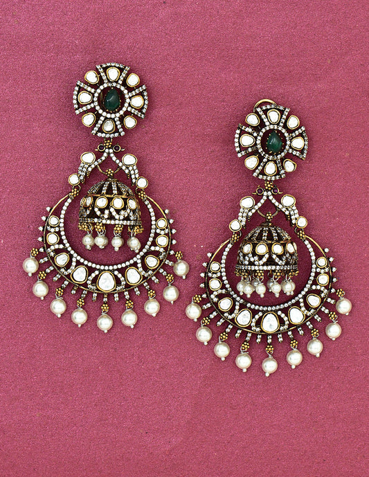 Victorian Zirconia Chandbutta Earrings