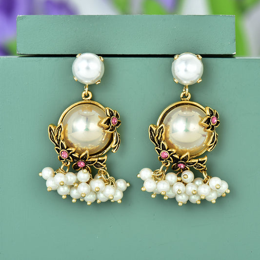 Design White Pearl Dangler Earrings
