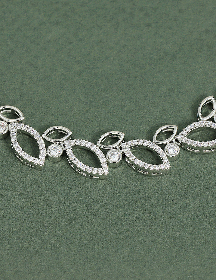 Designer Rhodium Polish Zirconia Necklace Set