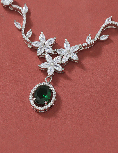 Designer Rhodium Polish Zirconia Necklace Set