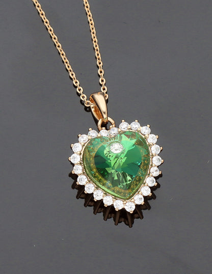 Swarovski Crystal Green Heart Chain Pendant