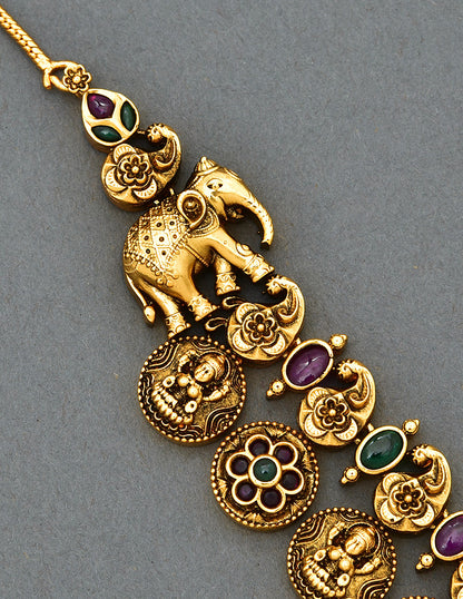 Antiqu Necklace Set With 2 Side Elephant Design