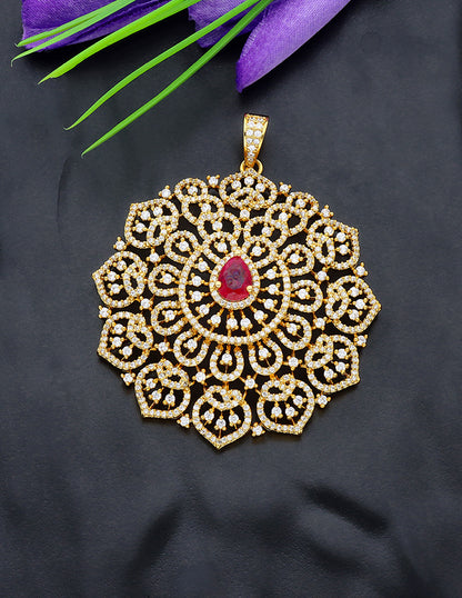 Zirconia Gold Polish Pendant