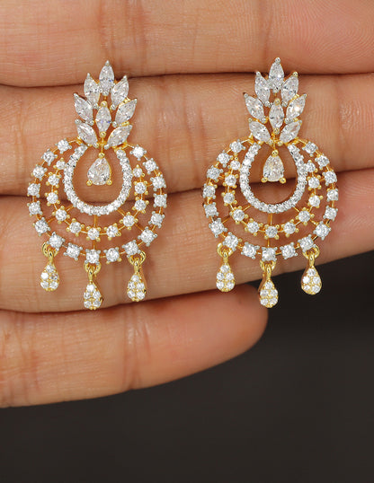 Designer Zirconia Sparkling Starfall Chandbali Earrings