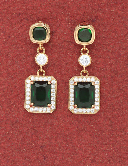 Zirconia Gold Polish Dangler Earrings