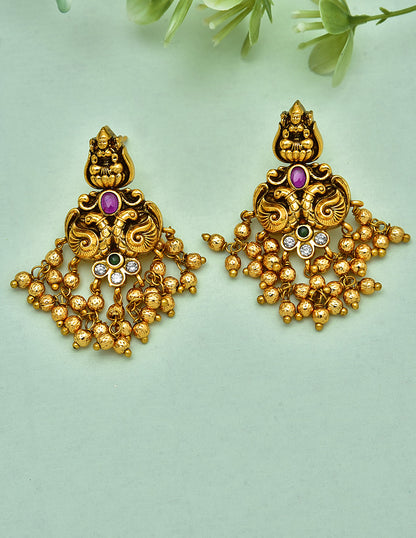 Designer Antique Plated Navaratna Necklace Set