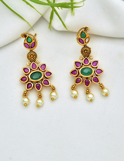 Antique Kempu Necklace Set 122552