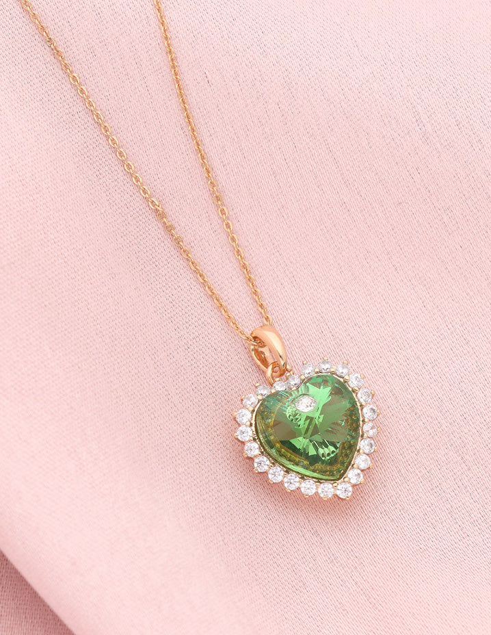 Swarovski Crystal Green Heart Chain Pendant