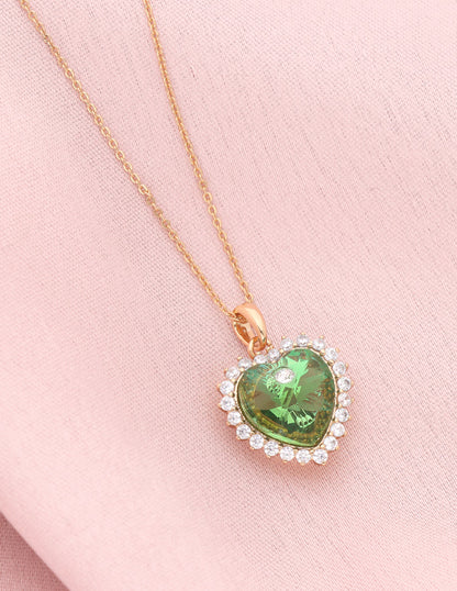 Swarovski Crystal Green Heart Chain Pendant