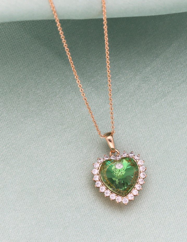 Swarovski Crystal Green Heart Chain Pendant