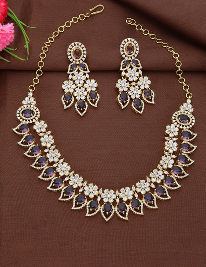 Zirconia Two Layered Designer Necklace Set