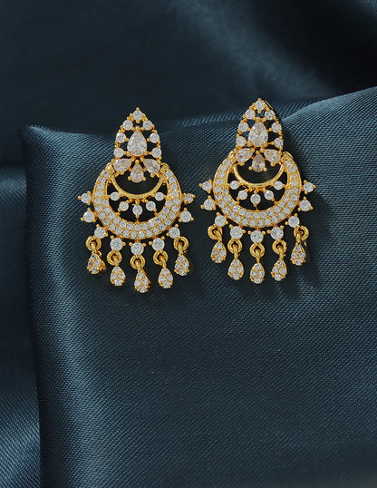 Designer Zirconia Sparkling Chandbali Earrings