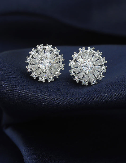 Designer Zirconia Floral Stud Earrings