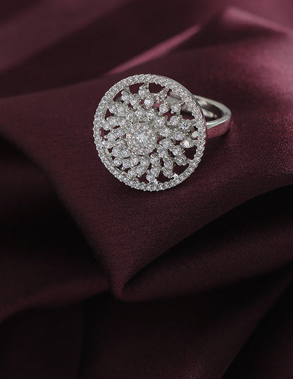 Designer Zirconia Floral Finger Ring