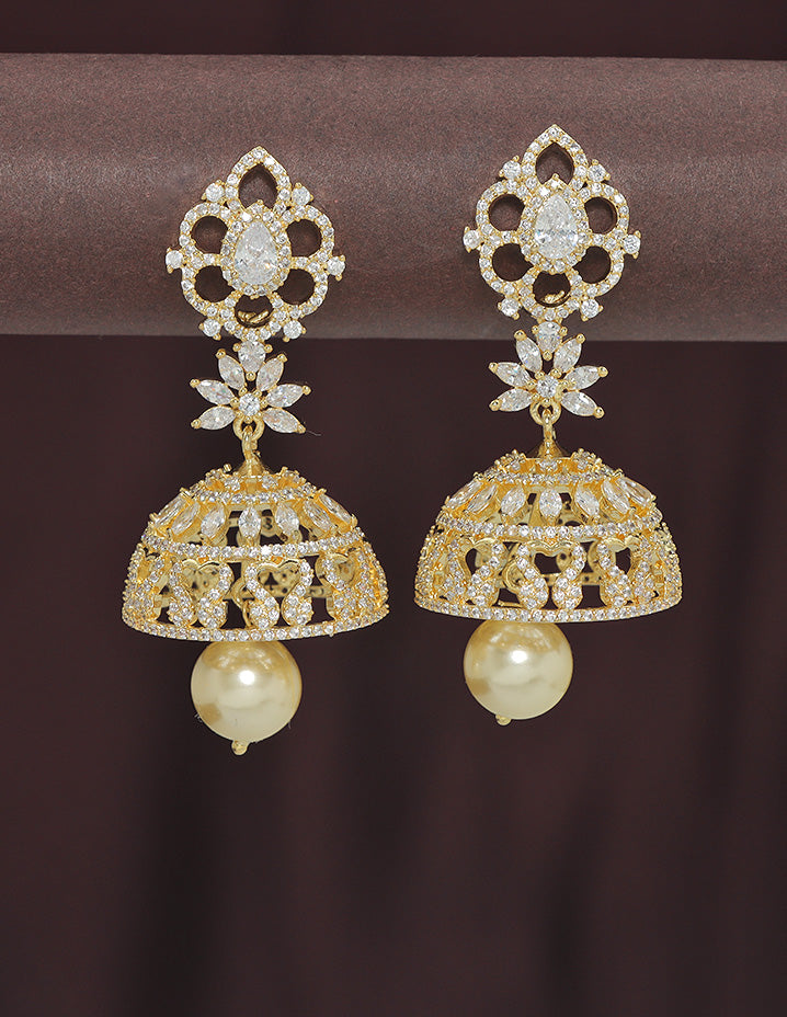 Designer Zirconia Jhumka Earrings