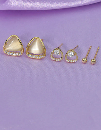 Designer Glam Triad Stud Earrings