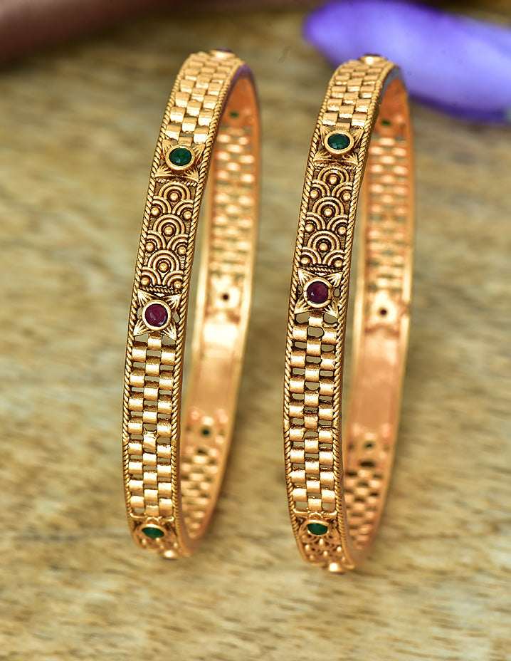 Golden Artificial Bangles Set Of 4 Stone Studded – Hayagi