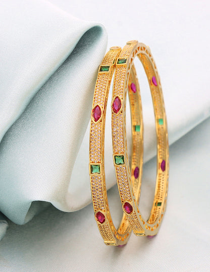 Designer Zircon Gold Plated Bangles ZBGL11046