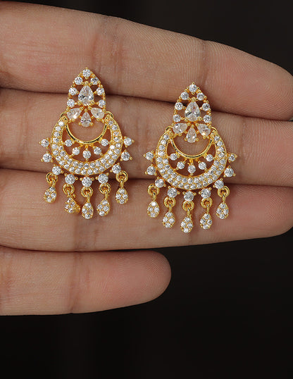 Designer Zirconia Sparkling Chandbali Earrings