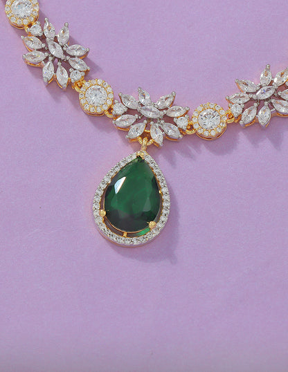 Designer Zirconia Floral Elegance Necklace Set