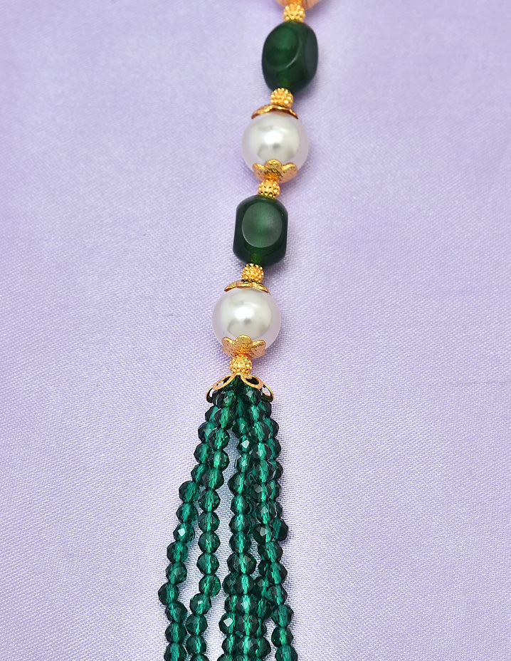 Designer Pearls and Green Beads Mala