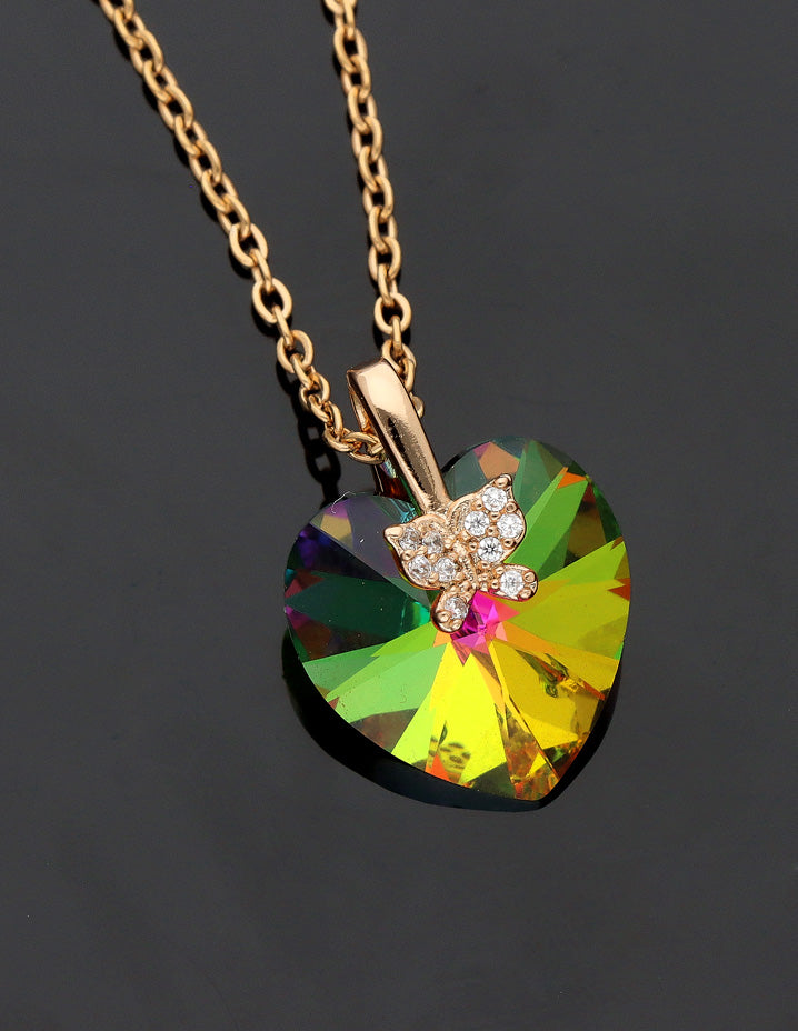 Swarovski Crystal Classic Multi-color Heart Chain Pendant