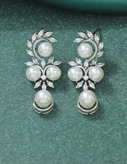 Designer Zirconia Pearl Necklace Set