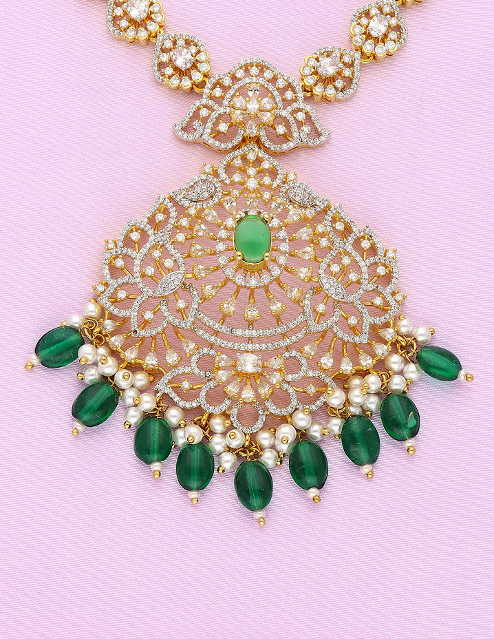 Designer GJ Polish Zirconia Necklace Set