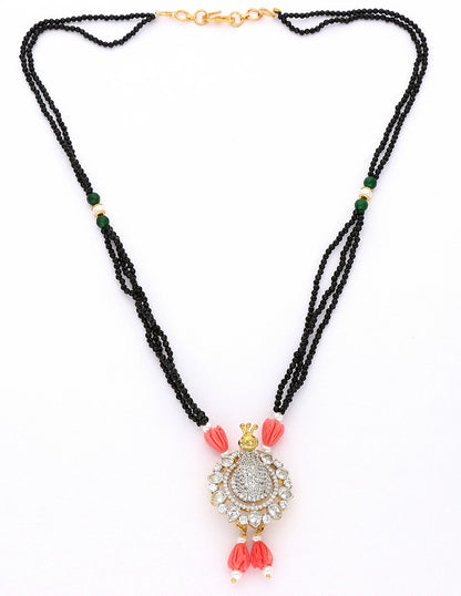 Zirconia Crystal Black Bead Peacock Mangalsutra