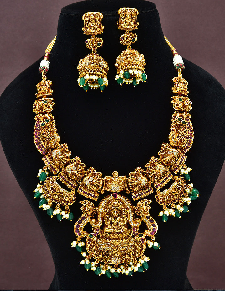 Antique Muhurtham Lakshmi Devi Grand Necklace Set