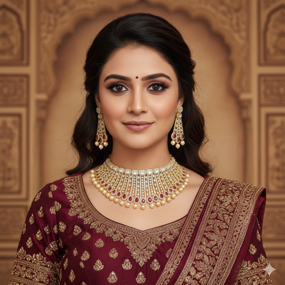 Designer Gold Zirconia Choker Set