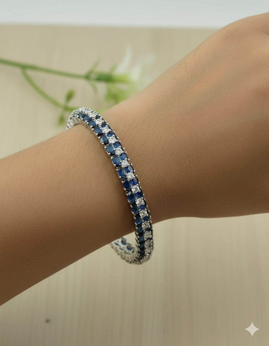 Designer Zirconia Navy Blue Bangle