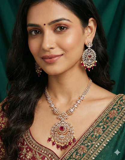 Designer Carat Polish Zirconia Necklace Set