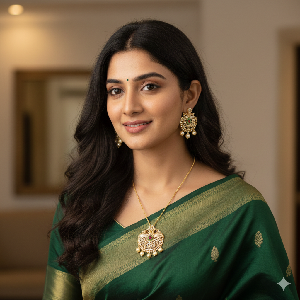 Designer Zirconia Peacock Pendant Set