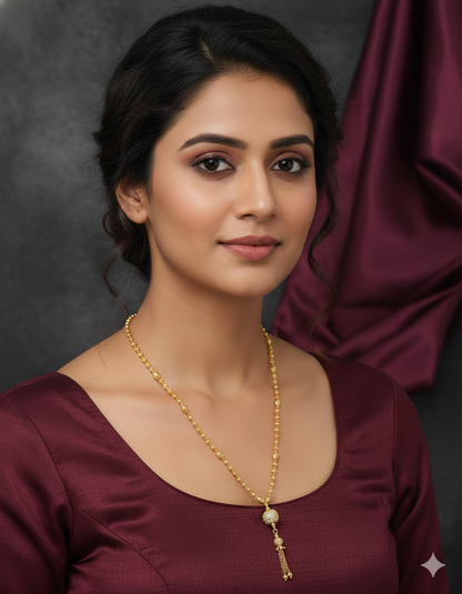 Designer Golden Tassel Elegance Haaram Thali Chain