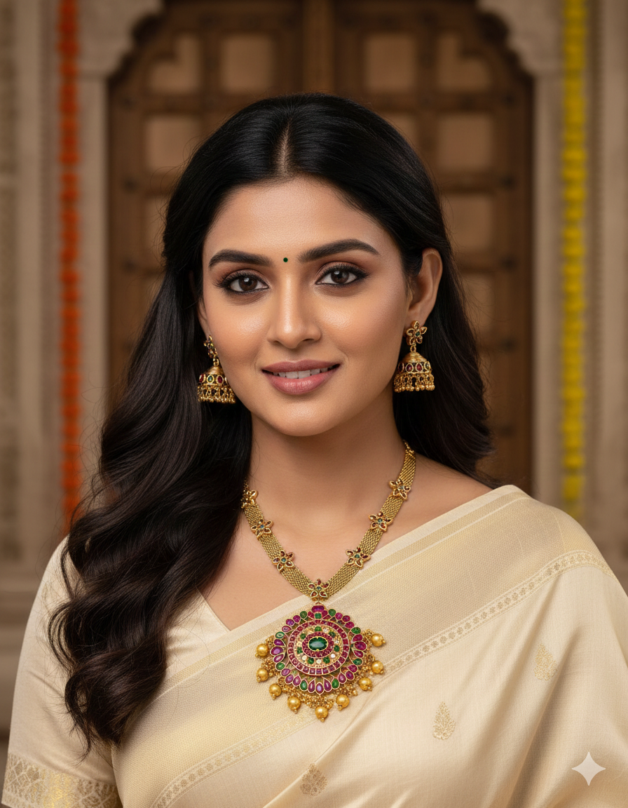 Antique Kempu Necklace Set