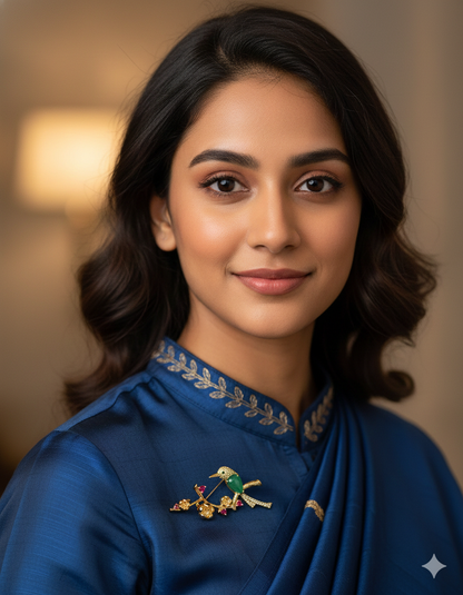 Designer Gold Polish Zirconia Brooch