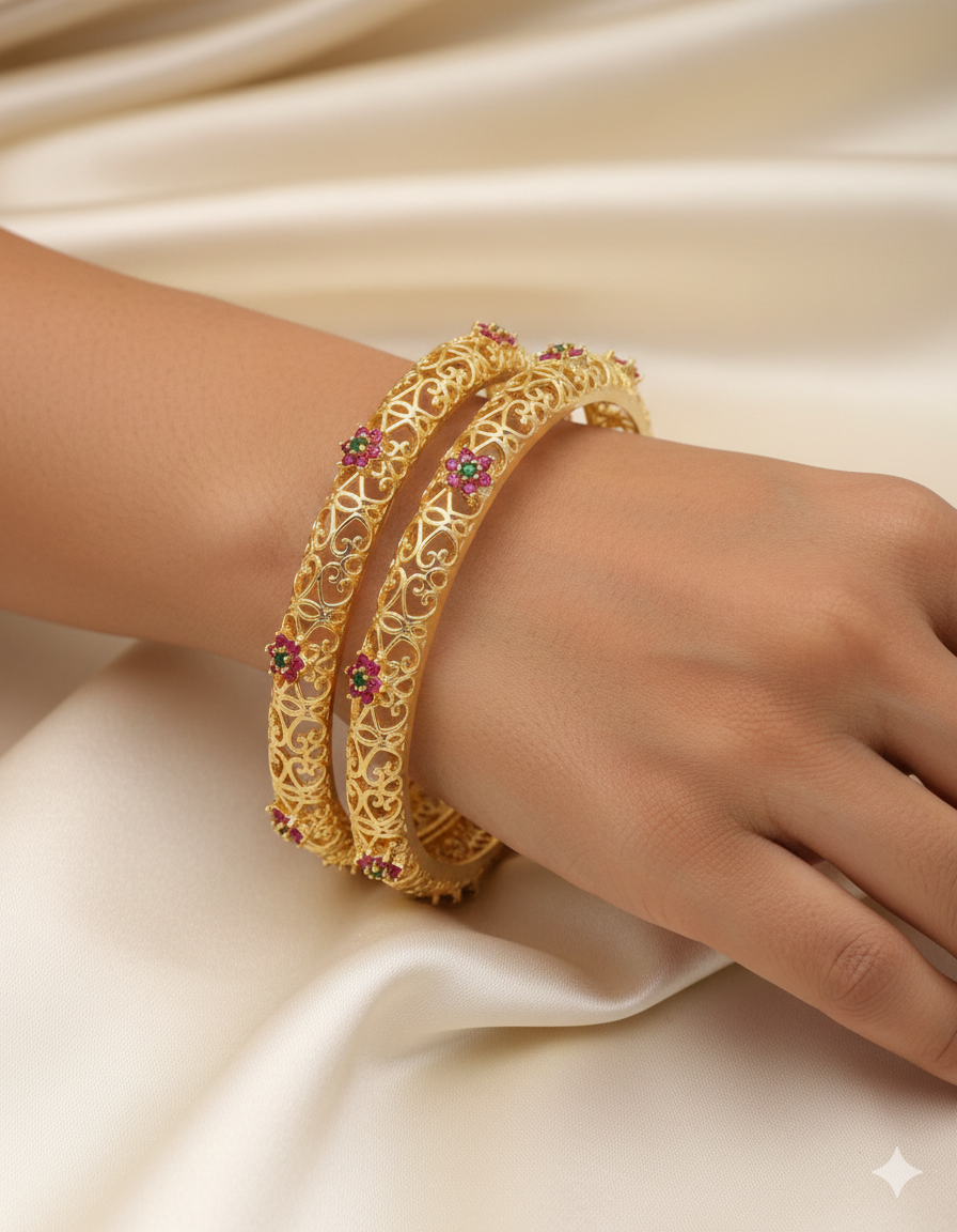 Designer Zirconia Gold Plated Bangles