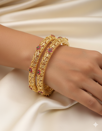 Designer Zirconia Gold Plated Bangles