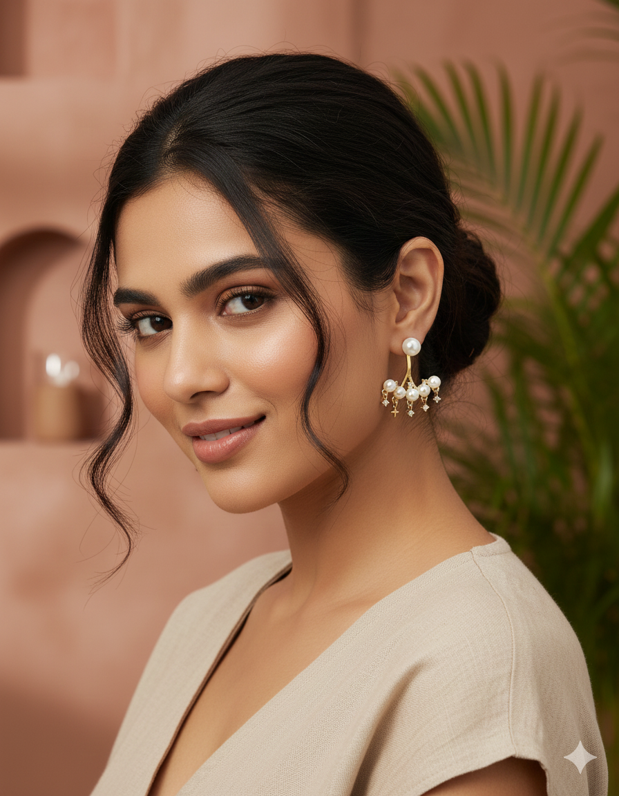 Designer Zirconia  Gold Polish Earrings