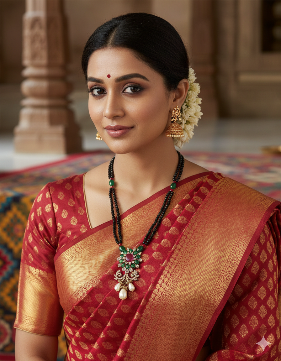 Zirconia Crystal Black Bead Mangalsutra