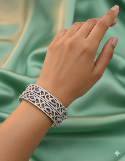 Designer Zirconia Amethyst Bangles