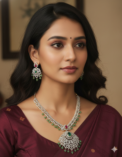 Designer GJ Polish Zirconia Necklace Set