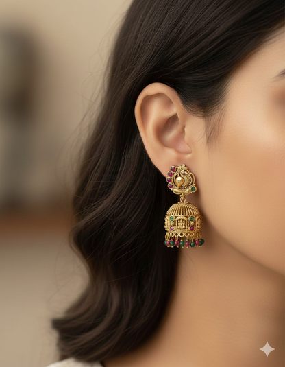 Designer Matt Kempu  lakshmi Devi Temple Jhumka Earrings