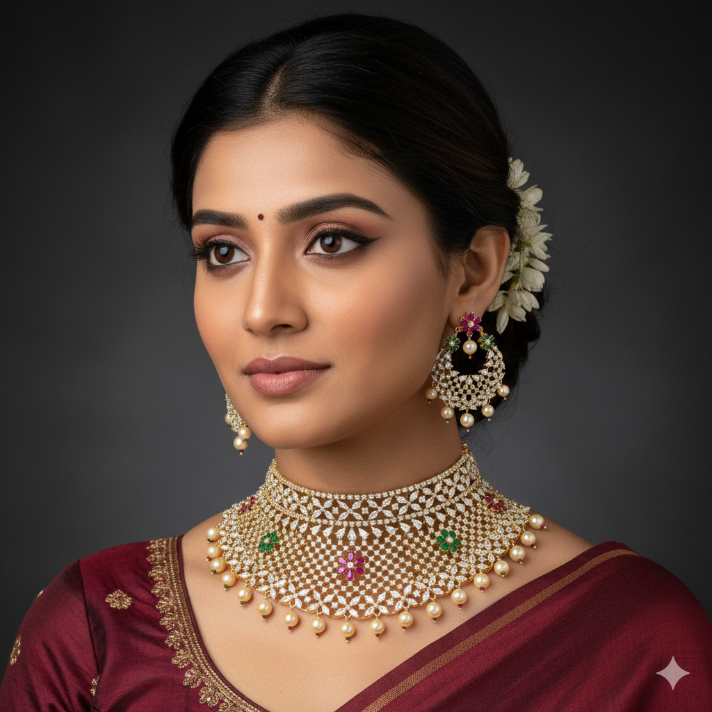 Designer Gold Zirconia Choker Set