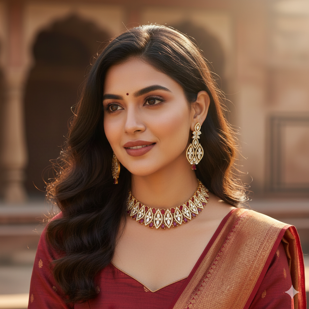 Zirconia Gold Choker Set